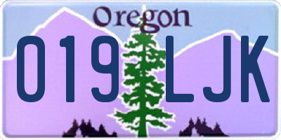OR license plate 019LJK
