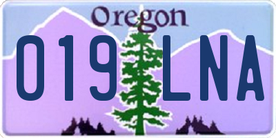 OR license plate 019LNA