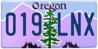 OR license plate 019LNX