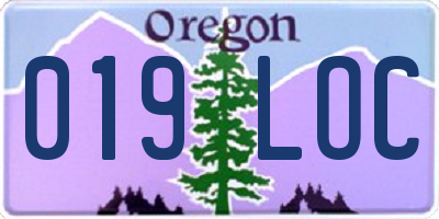 OR license plate 019LOC