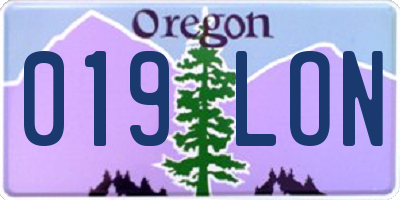 OR license plate 019LON