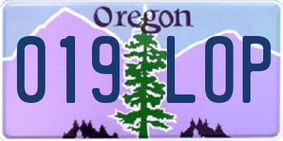 OR license plate 019LOP