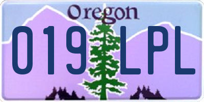 OR license plate 019LPL