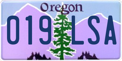 OR license plate 019LSA