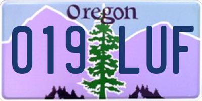 OR license plate 019LUF