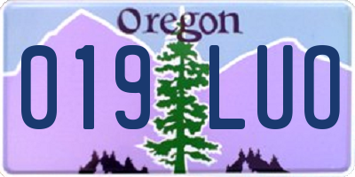 OR license plate 019LUO