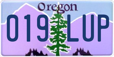 OR license plate 019LUP
