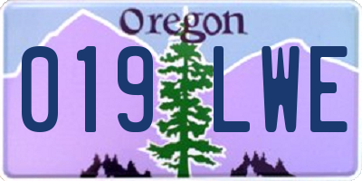 OR license plate 019LWE
