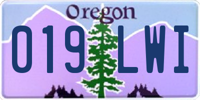 OR license plate 019LWI