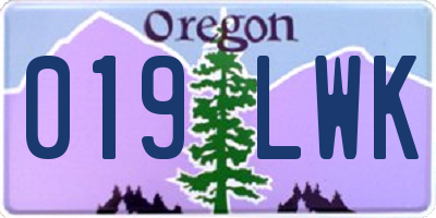 OR license plate 019LWK