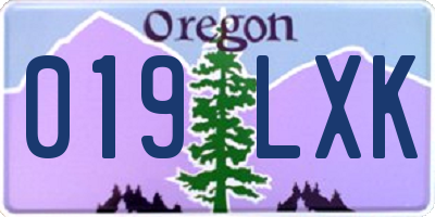 OR license plate 019LXK
