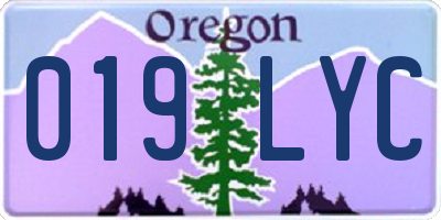 OR license plate 019LYC