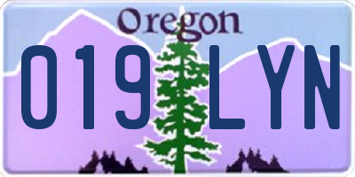 OR license plate 019LYN
