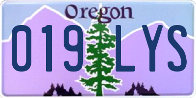 OR license plate 019LYS
