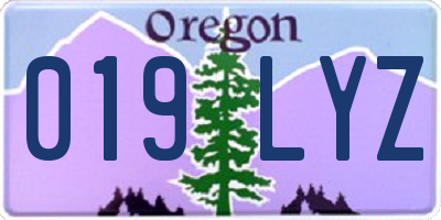 OR license plate 019LYZ