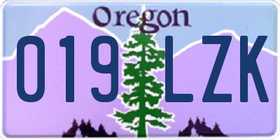 OR license plate 019LZK