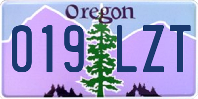 OR license plate 019LZT