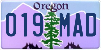 OR license plate 019MAD