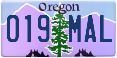 OR license plate 019MAL