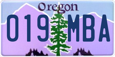 OR license plate 019MBA