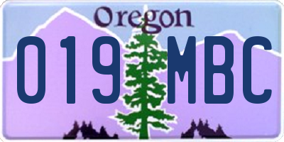 OR license plate 019MBC