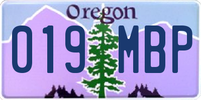 OR license plate 019MBP