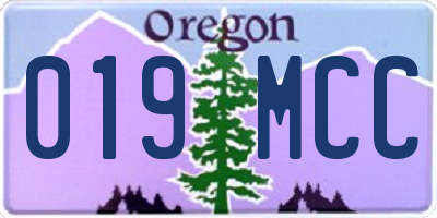 OR license plate 019MCC