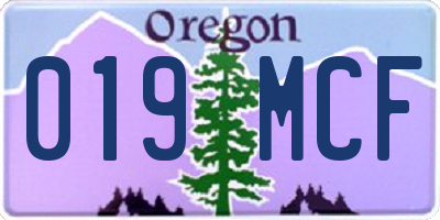 OR license plate 019MCF