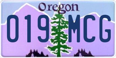 OR license plate 019MCG