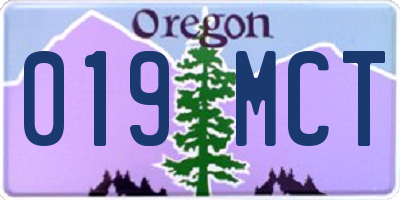 OR license plate 019MCT