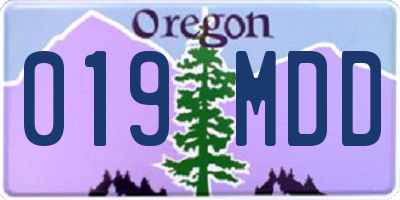 OR license plate 019MDD