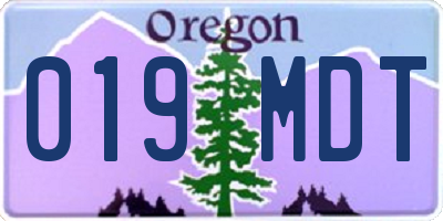 OR license plate 019MDT