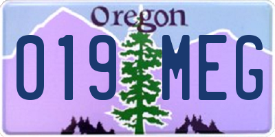 OR license plate 019MEG