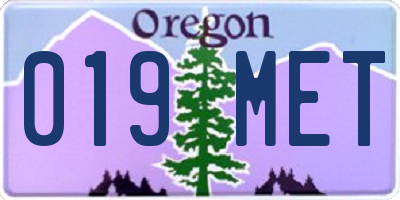 OR license plate 019MET
