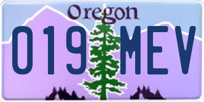 OR license plate 019MEV