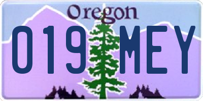 OR license plate 019MEY
