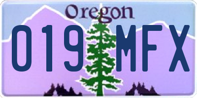 OR license plate 019MFX