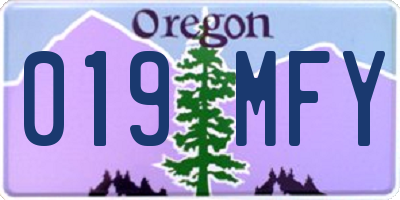OR license plate 019MFY