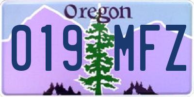 OR license plate 019MFZ