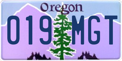 OR license plate 019MGT