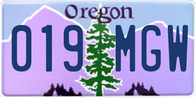 OR license plate 019MGW