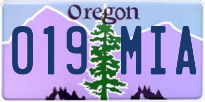 OR license plate 019MIA