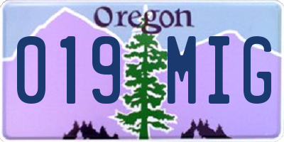 OR license plate 019MIG