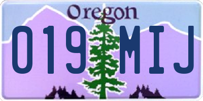 OR license plate 019MIJ