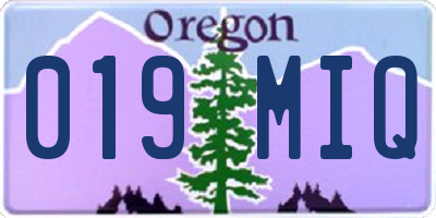 OR license plate 019MIQ