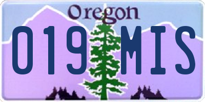 OR license plate 019MIS