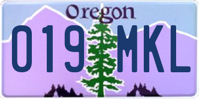 OR license plate 019MKL