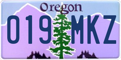OR license plate 019MKZ