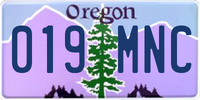 OR license plate 019MNC