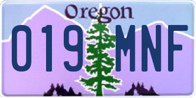 OR license plate 019MNF